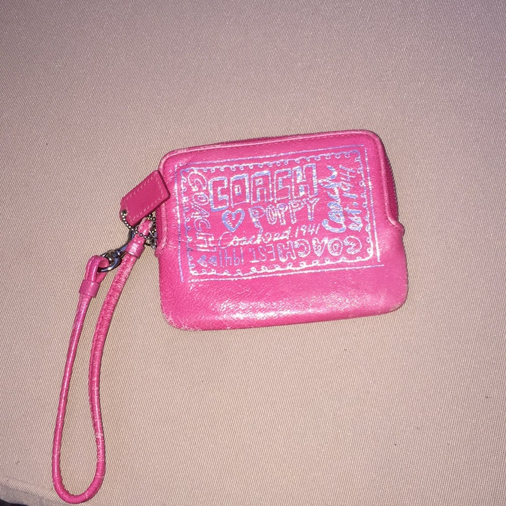 COACH hot pink poppy wristlet